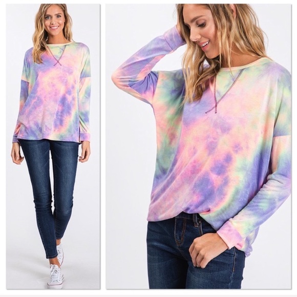 RESTOCKED Purple Tie Dye Print Top - Picture 5 of 5